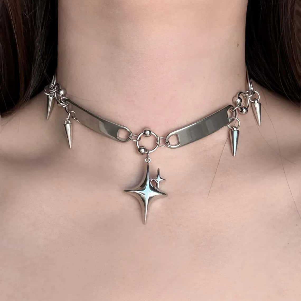 Colar Choker Punk com Estrelas - Women'S Accessories Designer avaliação e preço